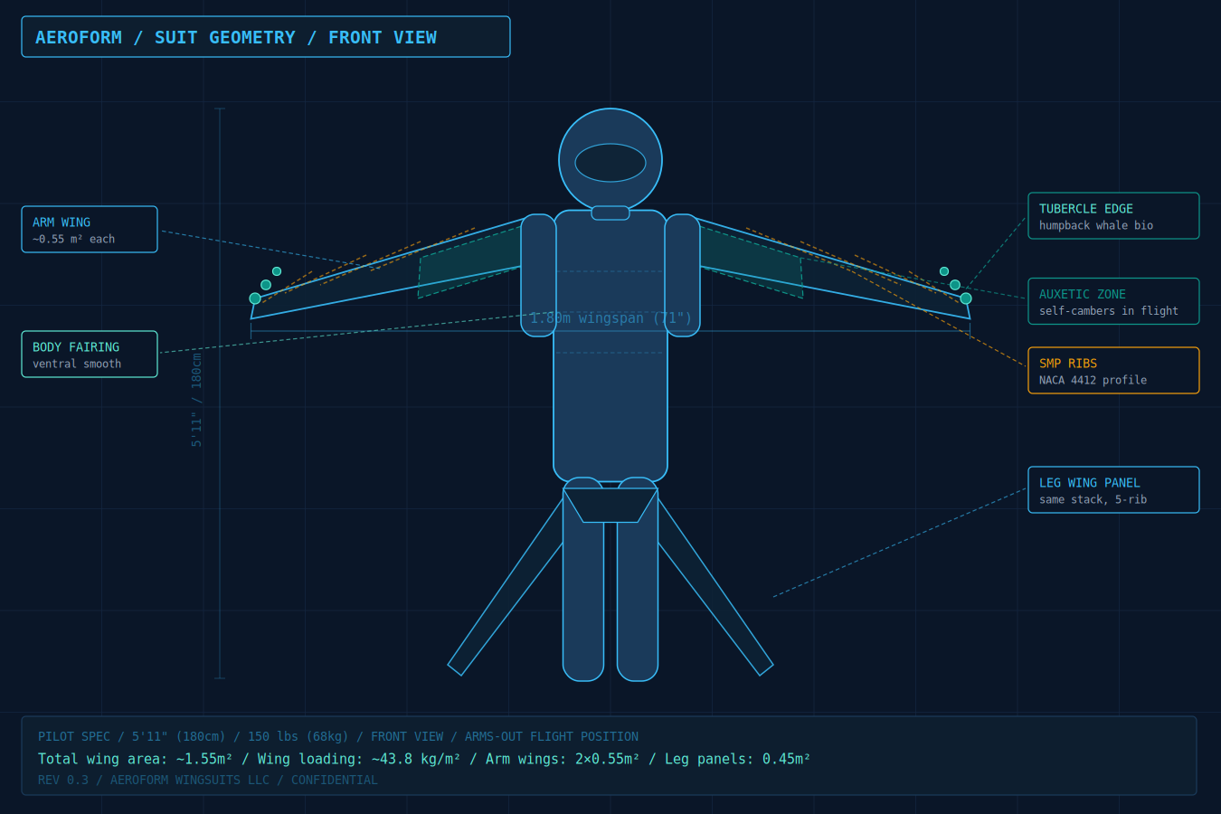 DragonSuit suit geometry front view